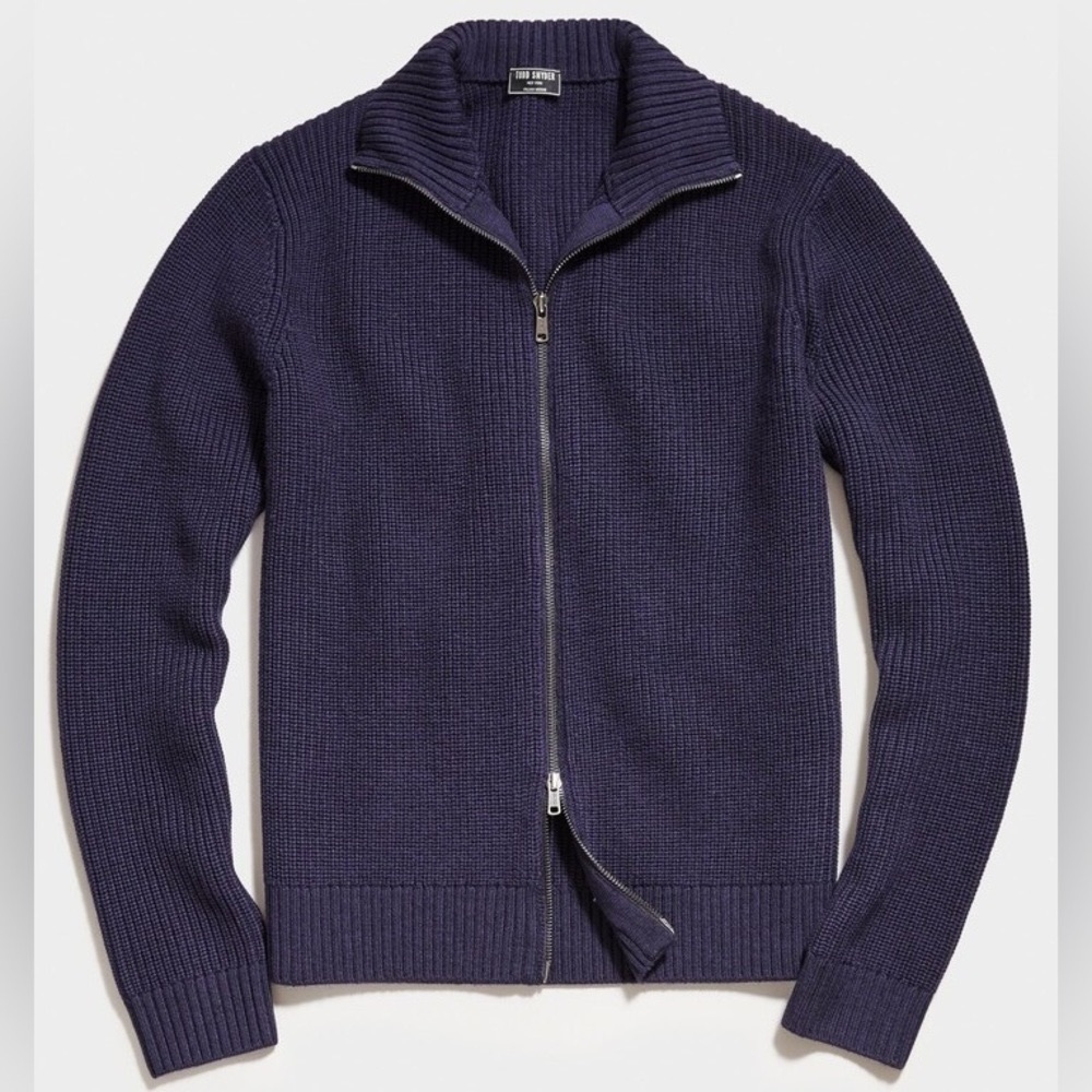Todd Snyder Merino Full-Zip Sweater in Navy